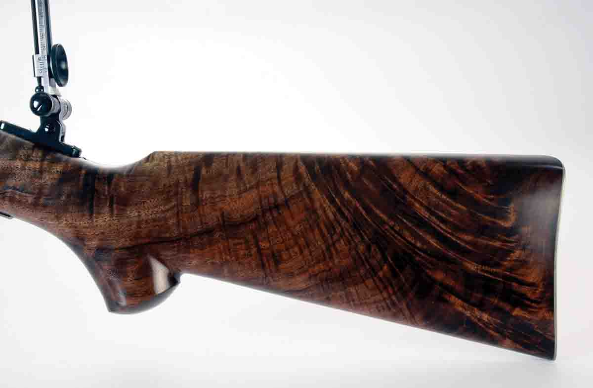 Various grades of wood are available for Model 1877s, including “extra fancy.”